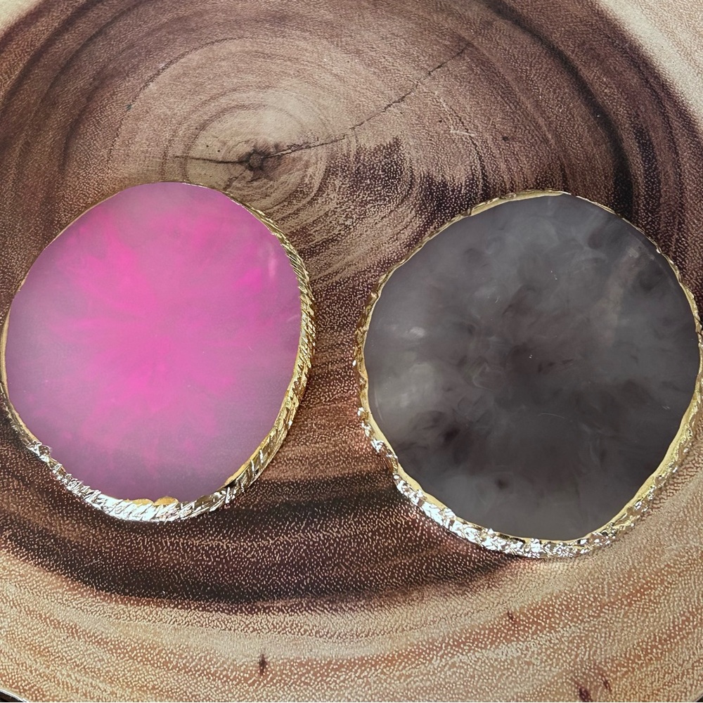 Sliced agate style coasters (set of 2)